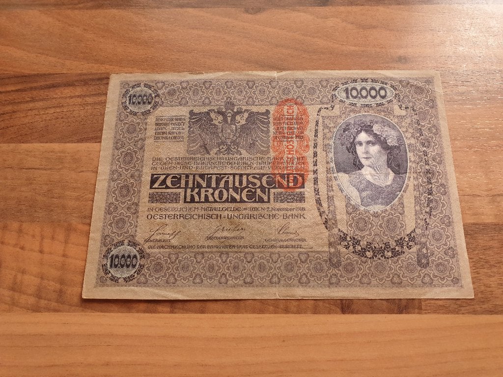 Oostenrijk 10000 Kronen 1918, Postzegels en Munten, Bankbiljetten | Europa | Niet-Eurobiljetten, Verzenden, Oostenrijk, Los biljet