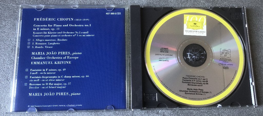CHOPIN - MARIA JOAO PIRES - O..A. PIANO CONCERTO NO. 1 -, Cd's en Dvd's, Chopin, Ophalen of Verzenden, Zo goed als nieuw, Romantiek
