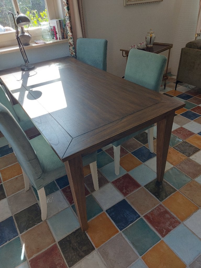 Houtel eettafel 90x180, Ophalen, Gebruikt, 50 tot 100 cm, 150 tot 200 cm