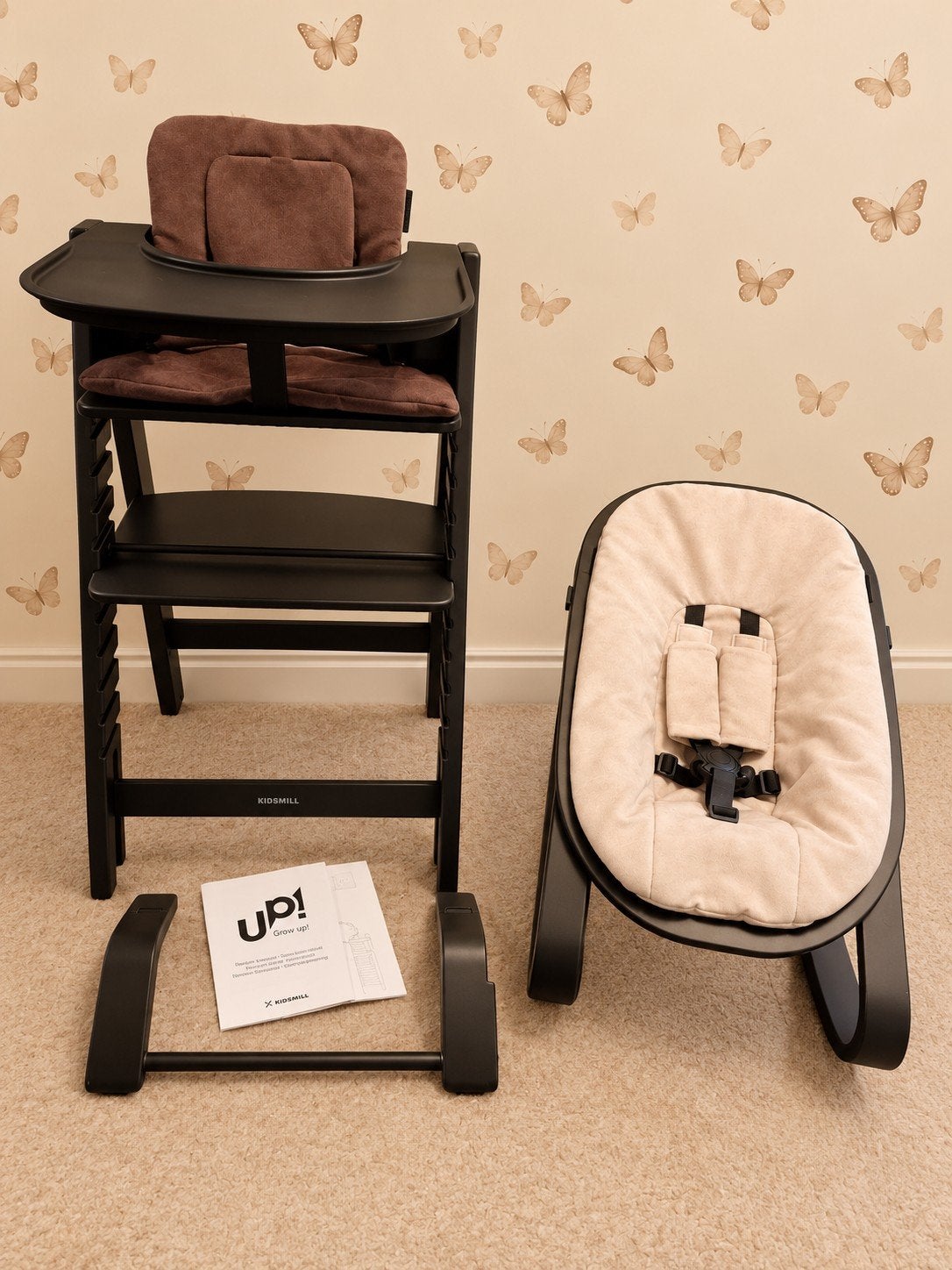 Kidsmill Up! meegroeistoel: compleet Zwart| Naturel, Kinderen en Baby's, Ophalen, Zo goed als nieuw, Meegroeistoel, Aanschuifbaar