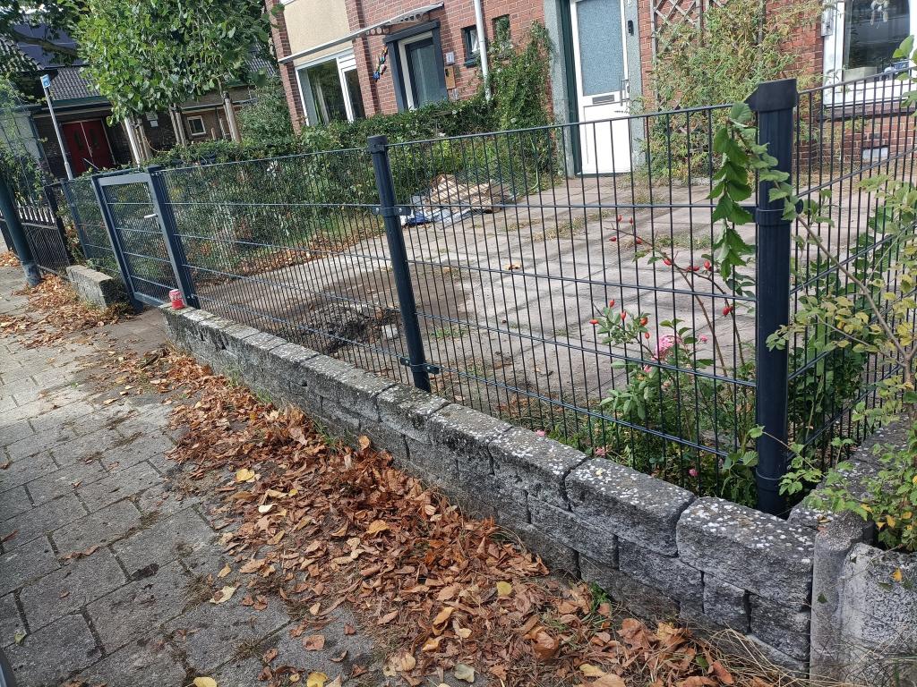50m 120cm zware kwaliteit dubbelstaafmat Grijs + Poort, Met poort, Nieuw, Dubbelstaafmat hekwerk, Ophalen of Verzenden