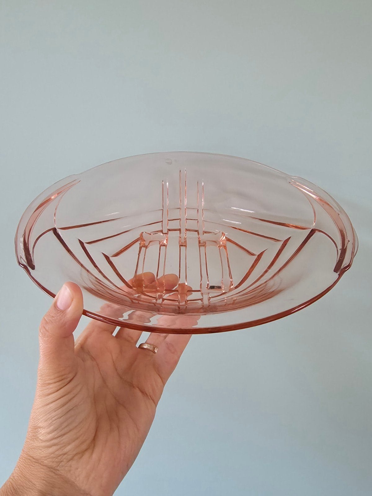 Art Deco schaal Stölzle, roze persglas, Ophalen of Verzenden