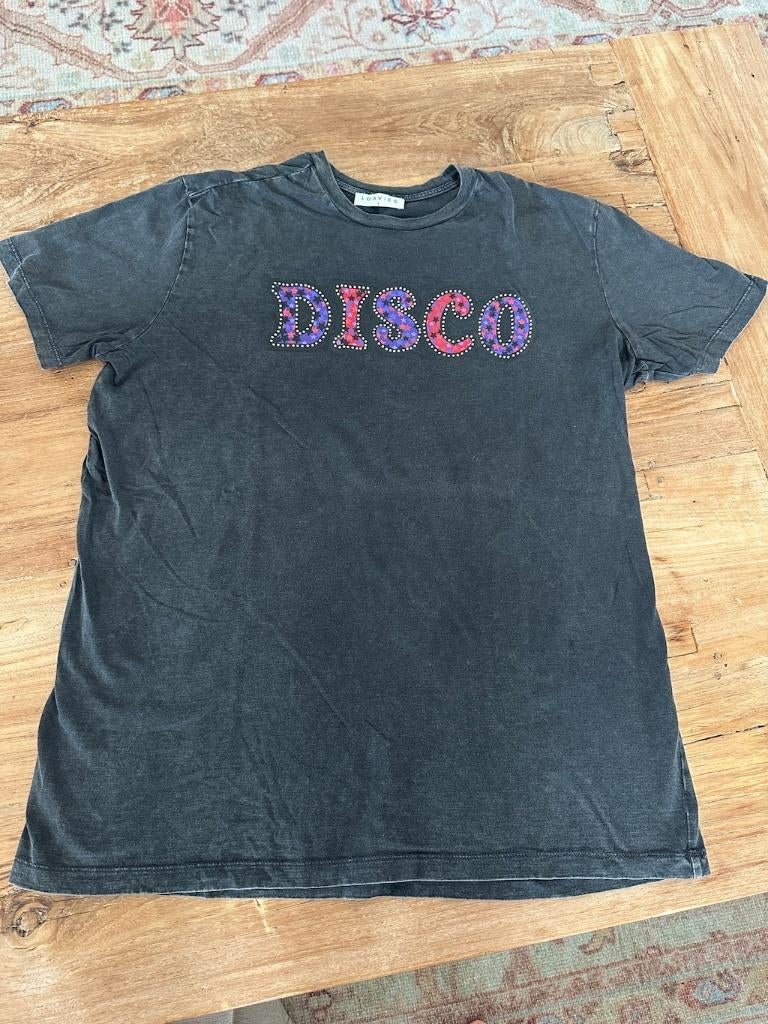T Shirt loavies washed look grijs zwart maat M L, Maat 38/40 (M), Zwart, Ophalen of Verzenden, Korte mouw