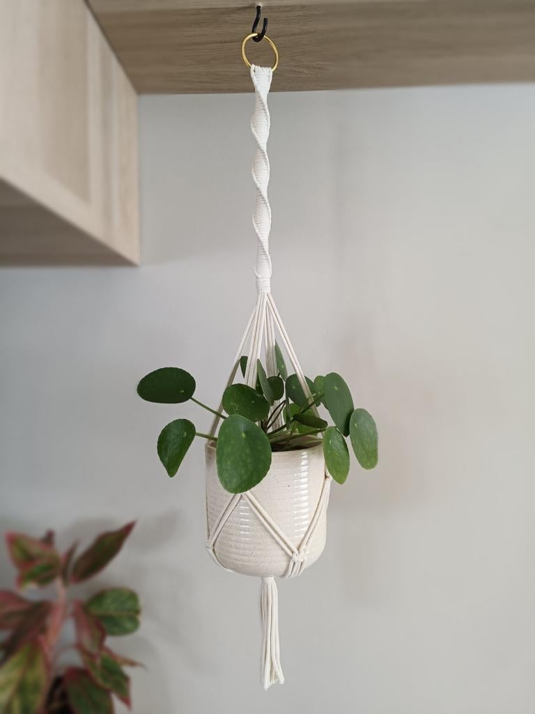 Macramé plantenhanger, Boho, Nieuw, Ophalen of Verzenden, Wit