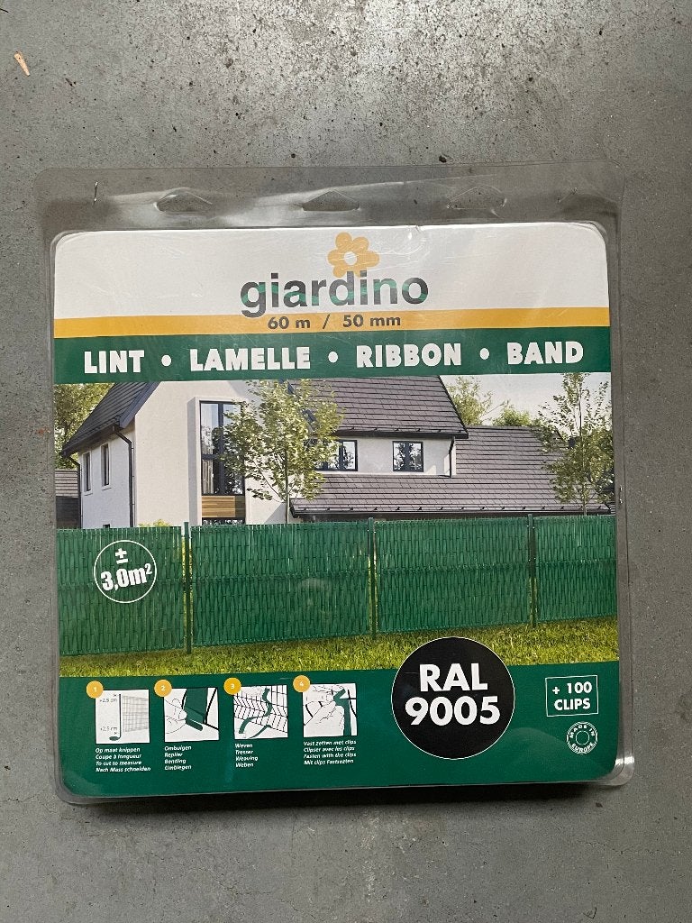 Vlechtlint voor hekwerk, zwart - 2 rollen, Tuin en Terras, Ophalen, Nieuw, 20 meter of meer, Overige typen