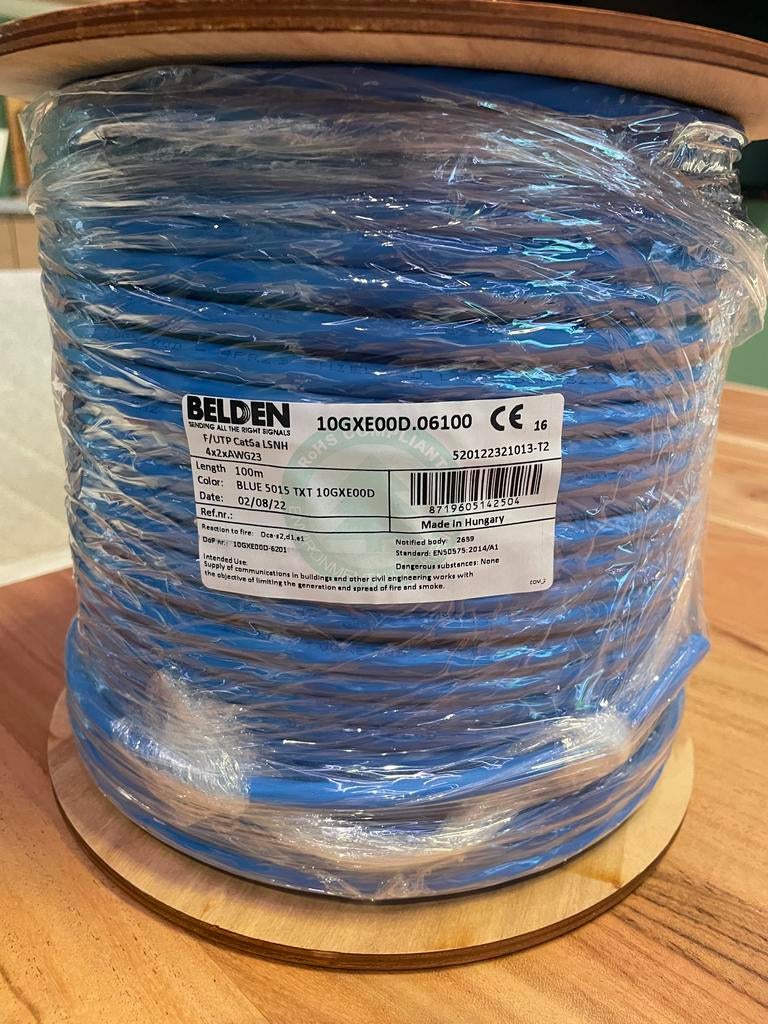 Nieuw Belden F/UTP Cat6a LSHN Netwerkkabel 100m Blauw, Ophalen of Verzenden, Nieuw