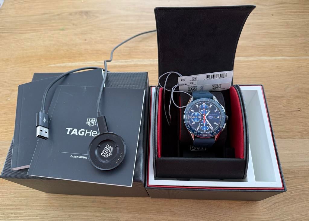 TAG Heuer Connected Smartwatch E3 45mm - Zo goed als nieuw, Ophalen, Blauw, Hartslag, Zo goed als nieuw