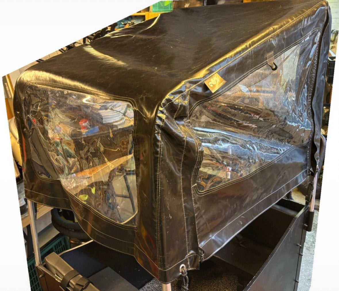 Stevige Zwarte Huif / Regenkap voor Bakfiets, Ophalen