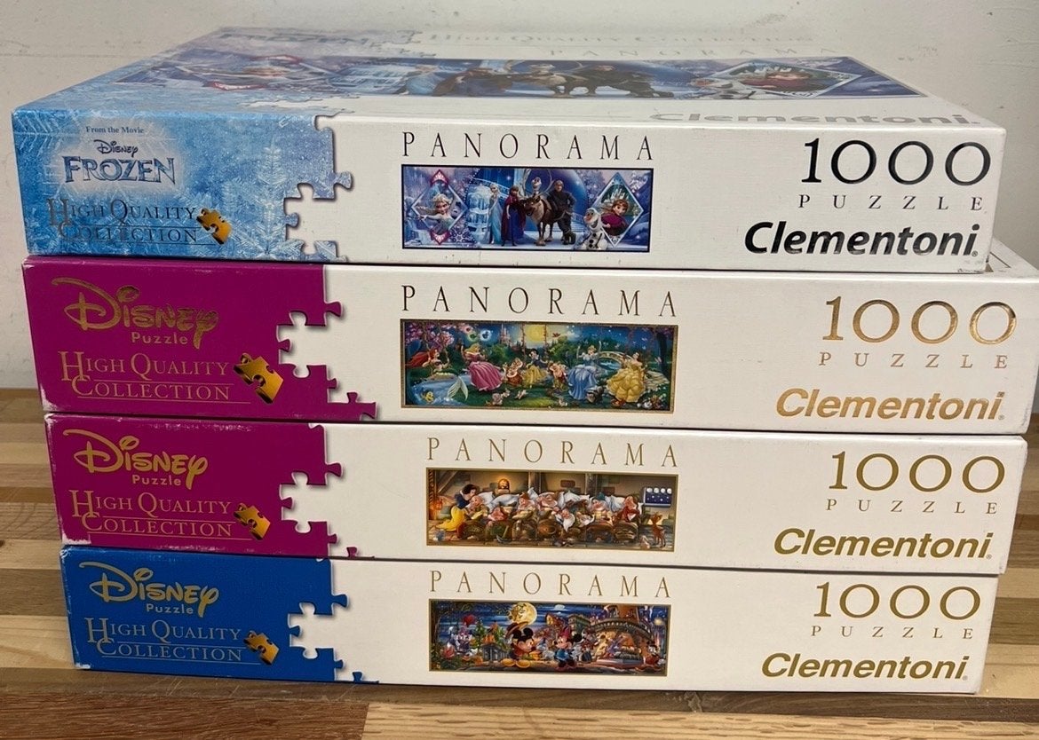 4 Clementoni Disney Panorama Puzzels - 1000 stukjes, Hobby en Vrije tijd, Denksport en Puzzels, Ophalen of Verzenden, 500 t/m 1500 stukjes