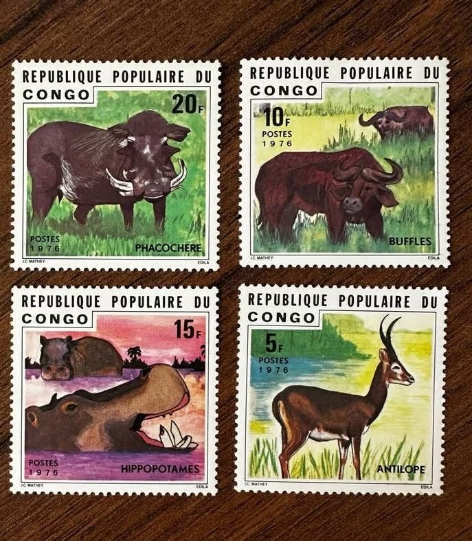 Congo Brazzaville 1976 Dieren Postzegels - Ongebruikt, Ophalen of Verzenden, Overige landen