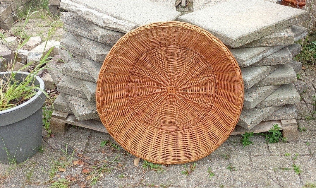 Grote rieten schaal/mand - 70 cm doorsnede, Ophalen, Gebruikt, Gevlochten, Schaal