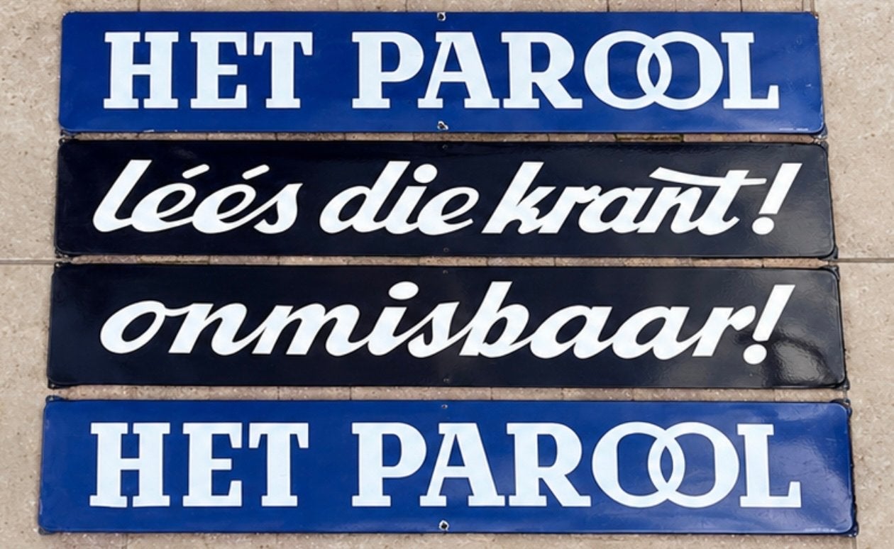 Emaille Reclameborden Het Parool, Verzamelen, Ophalen, Reclamebord