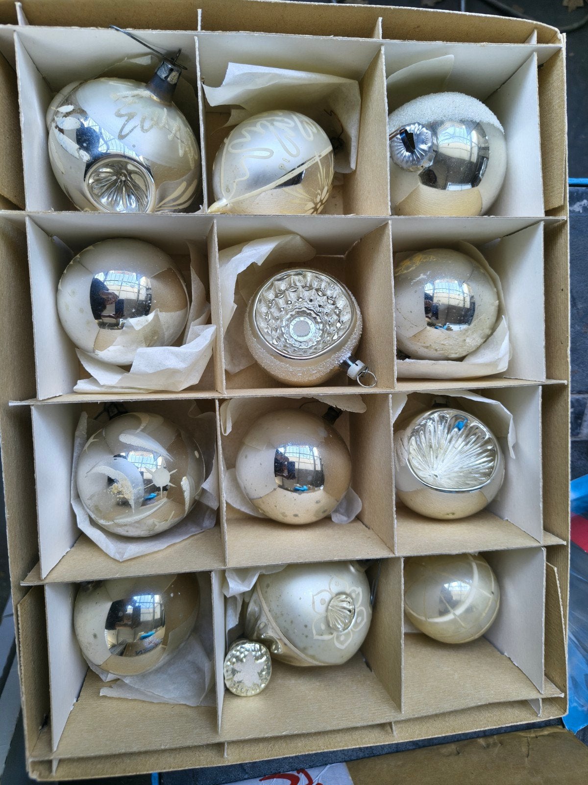 Set Vintage kerstballen zilver, Ophalen of Verzenden, Nieuw