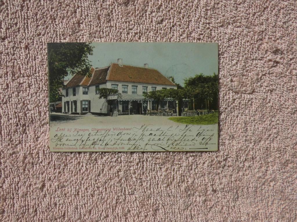 Lent bij Nijmegen , Uitspanning Wildenbeest, Verzamelen, Ansichtkaarten | Nederland, Ophalen of Verzenden, Voor 1920, Gelopen