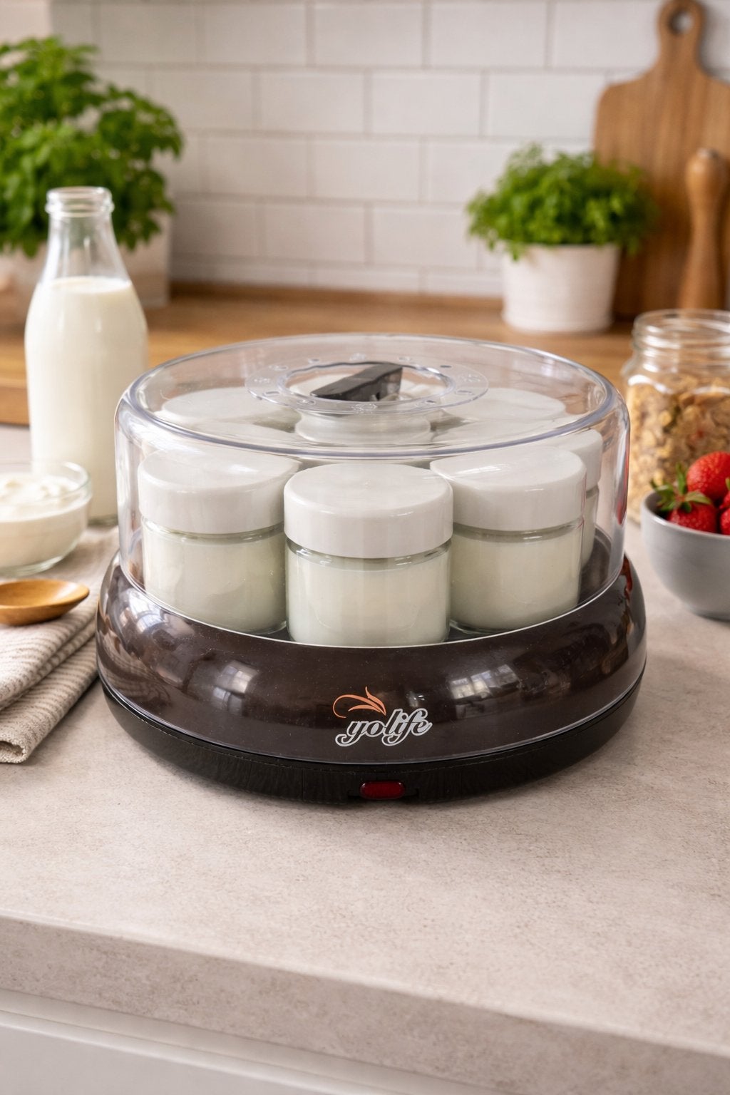 Yolife yoghurtmaker met glazen potjes - Nieuwstaat, Ophalen of Verzenden, Nieuw