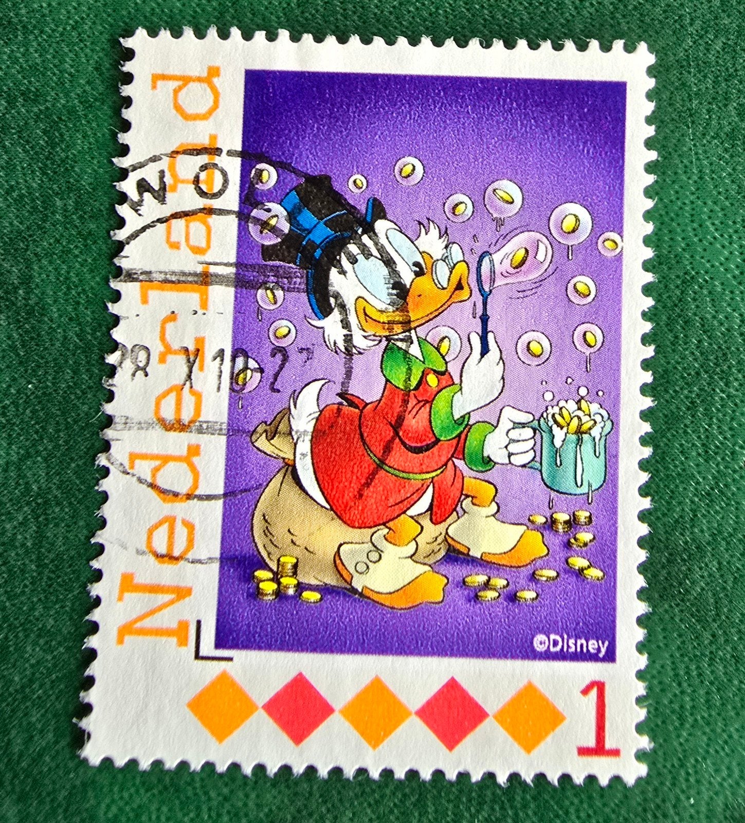 Kv167  Postzegel Dagobert Duck Disney Gestempeld, Ophalen of Verzenden, Na 1940, Gestempeld