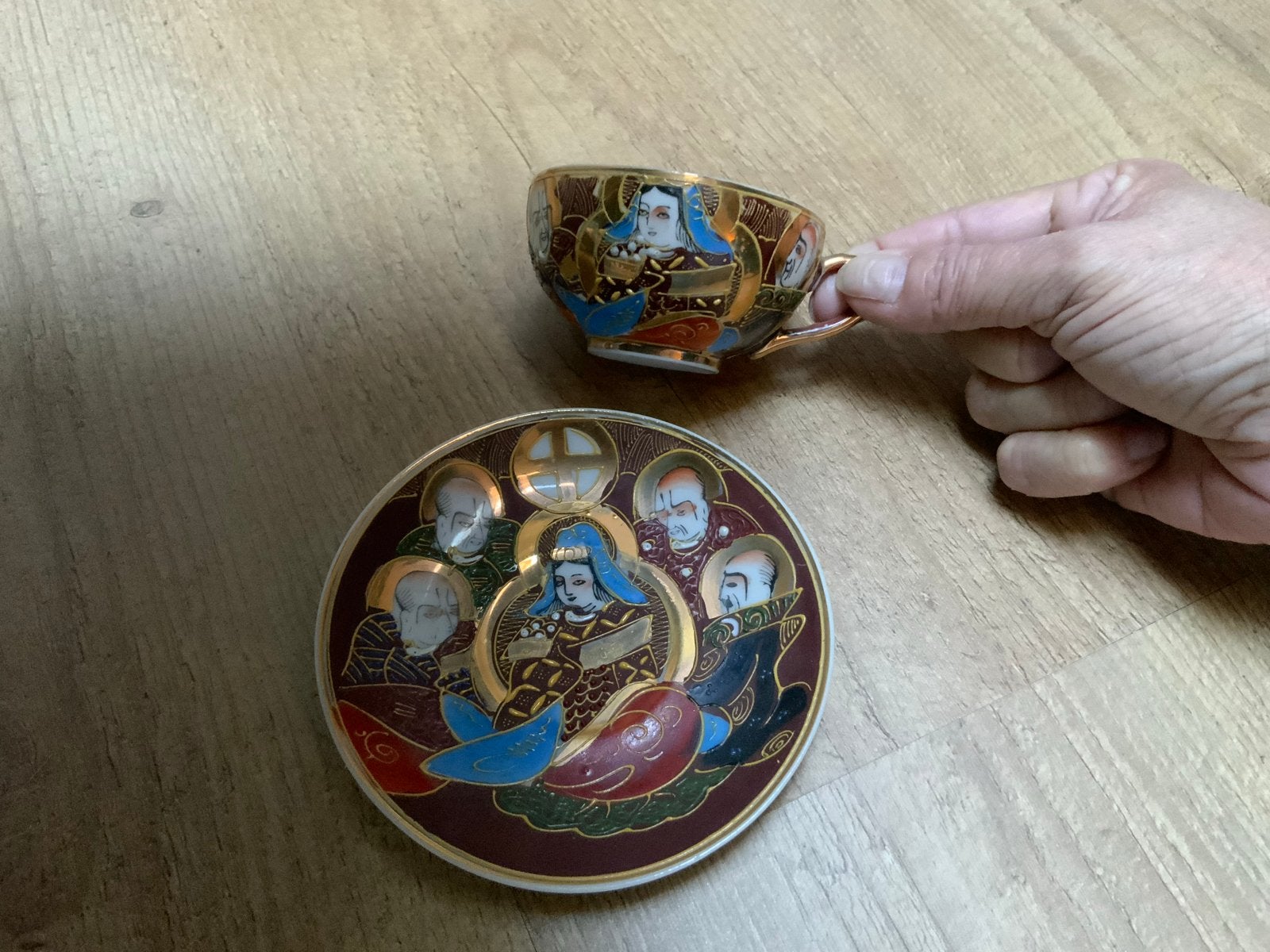 Set van 4 Chinese theekopjes met schotels van porselein, Antiek en Kunst, Ophalen of Verzenden
