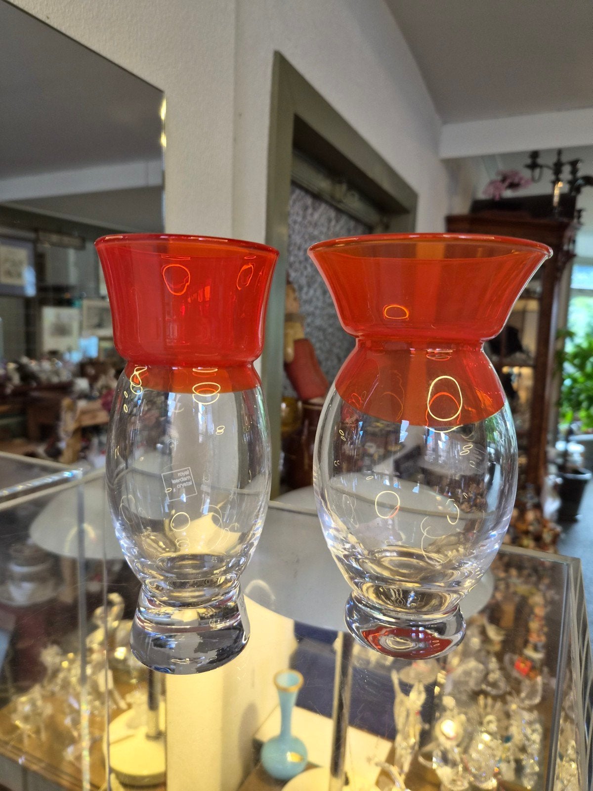 Set van 2 Royal Leerdam oranje vaasjes Peter Bremers, Ophalen of Verzenden