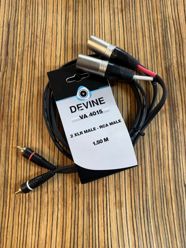 Devine VA 4015 XLR Male naar RCA Male Kabel 1.50 M, Audio, Tv en Foto, Audiokabels en Televisiekabels, ., Nieuw, Ophalen of Verzenden