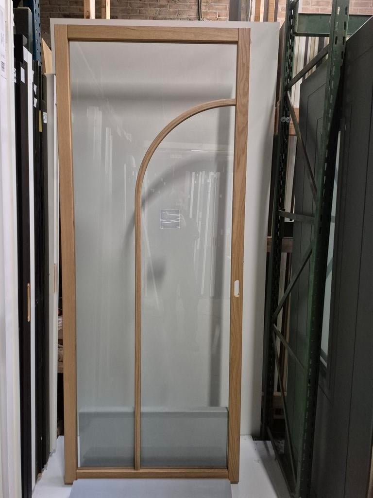 93x231,5cm schuifdeur eiken staallook blank glas JHD3, Ophalen, 80 tot 100 cm, Binnendeur, Nieuw