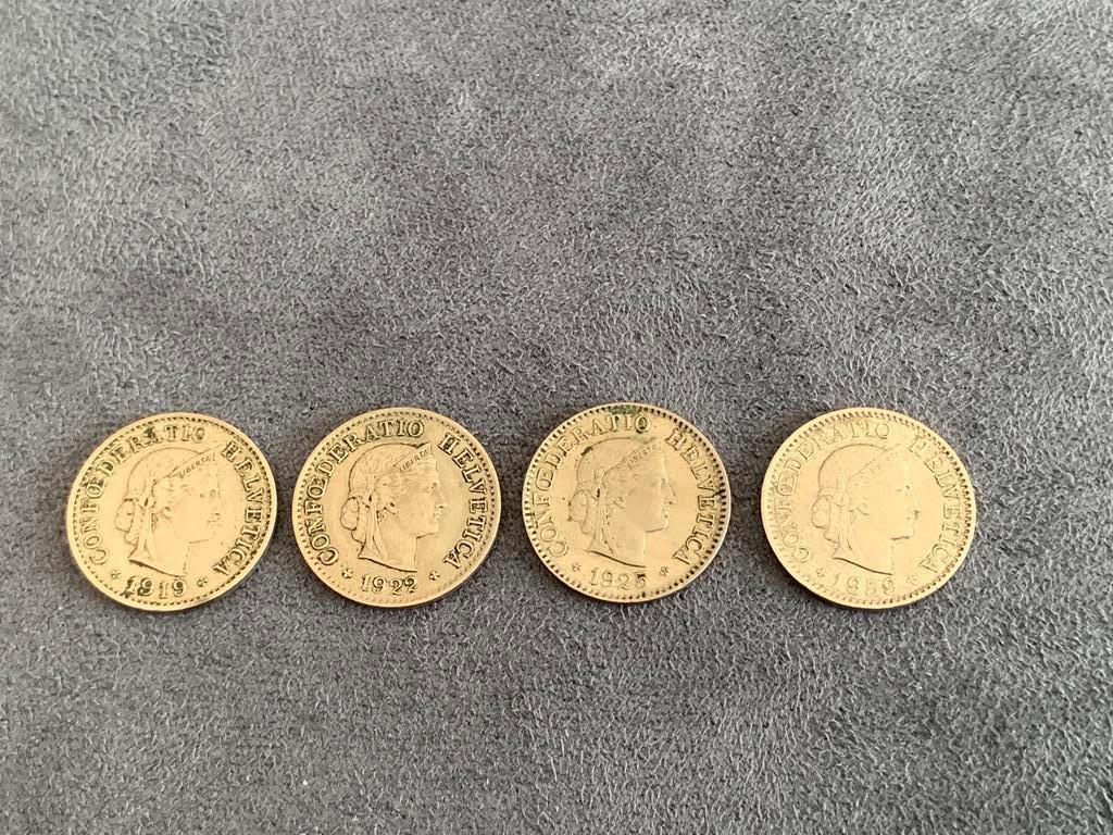 Setje Helvetia 5 rappen 1919-1922-1925-1959, Postzegels en Munten, Munten | Europa | Niet-Euromunten, Ophalen, Overige landen