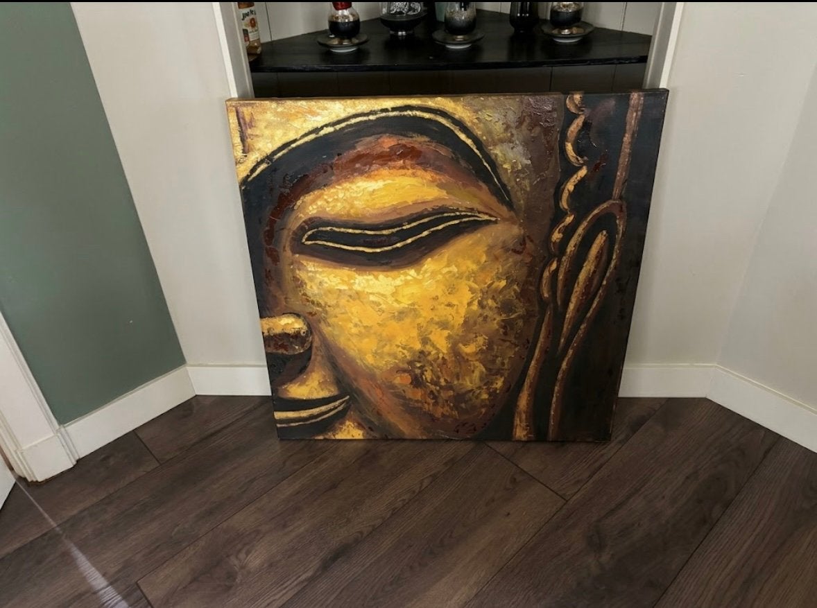 Nieuw Schilderij Boeddha - Buddha - 80x80 - canvas, Huis en Inrichting, Nieuw, Ophalen of Verzenden, Schilderij, 75 tot 100 cm