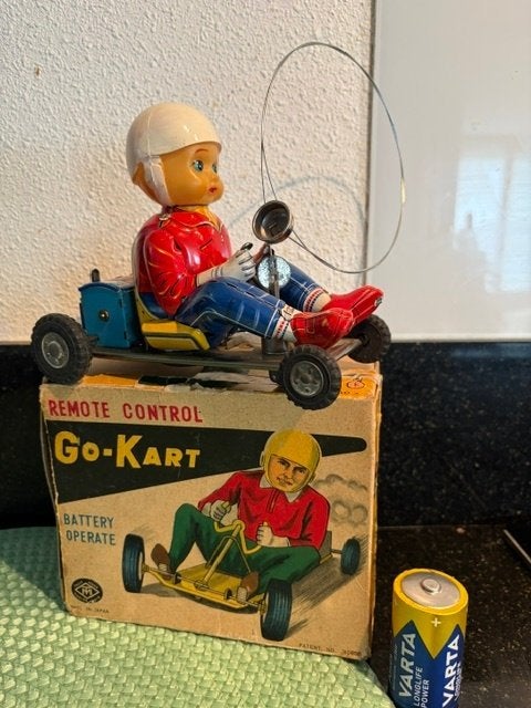 Go-Kart MT Nomura Japans met stuurkabel tin lithograved '60, Ophalen of Verzenden
