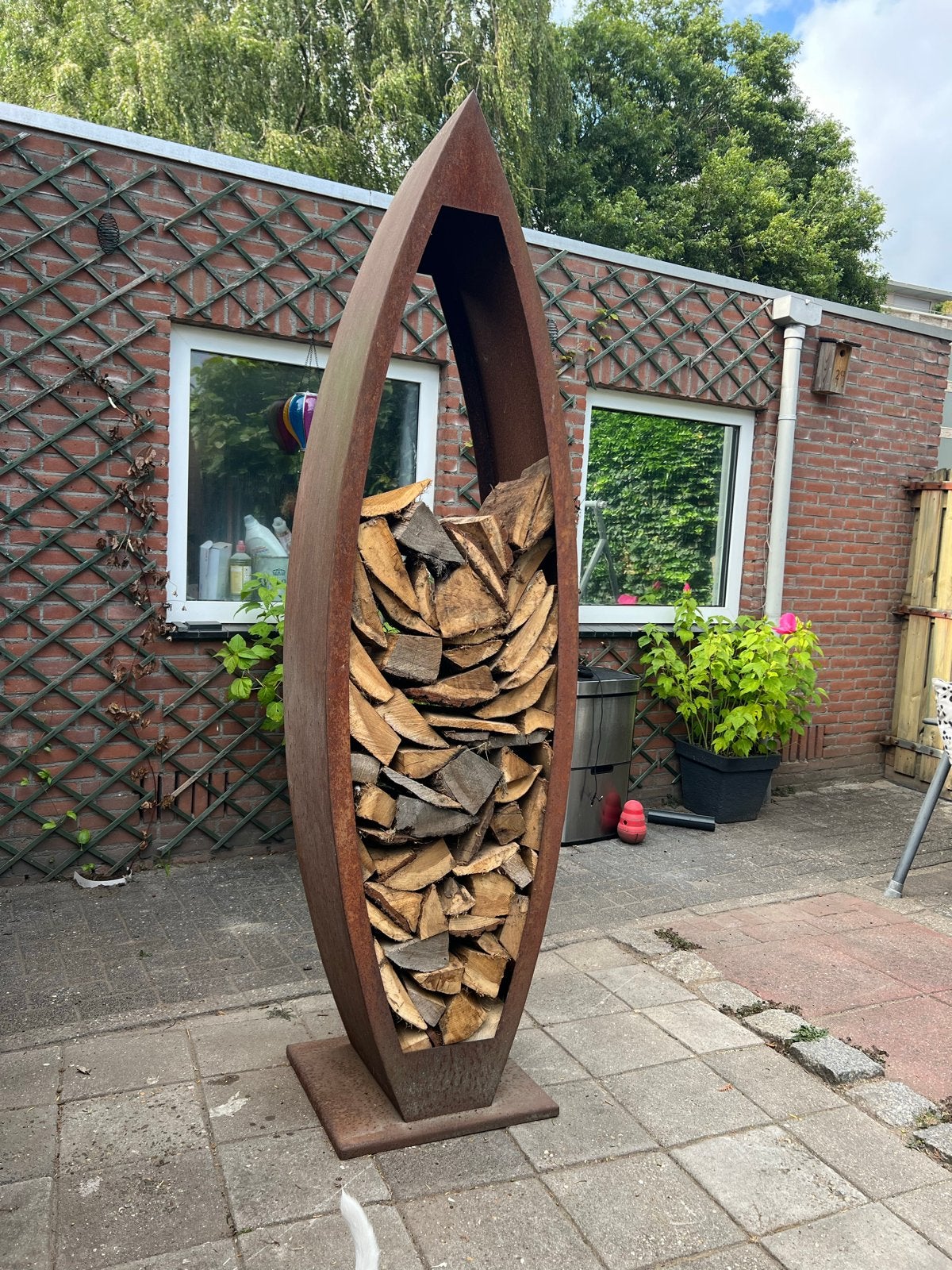 Decoratieve houtopslag van plaatstaal, Minder dan 3 m³, Ophalen, Eikenhout, Blokken