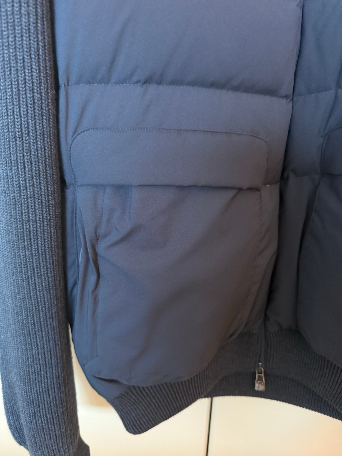 Corneliani donsjack met gebreide mouwen - Maat 50, Kleding | Heren, Ophalen of Verzenden, Zo goed als nieuw, Maat 48/50 (M), Blauw