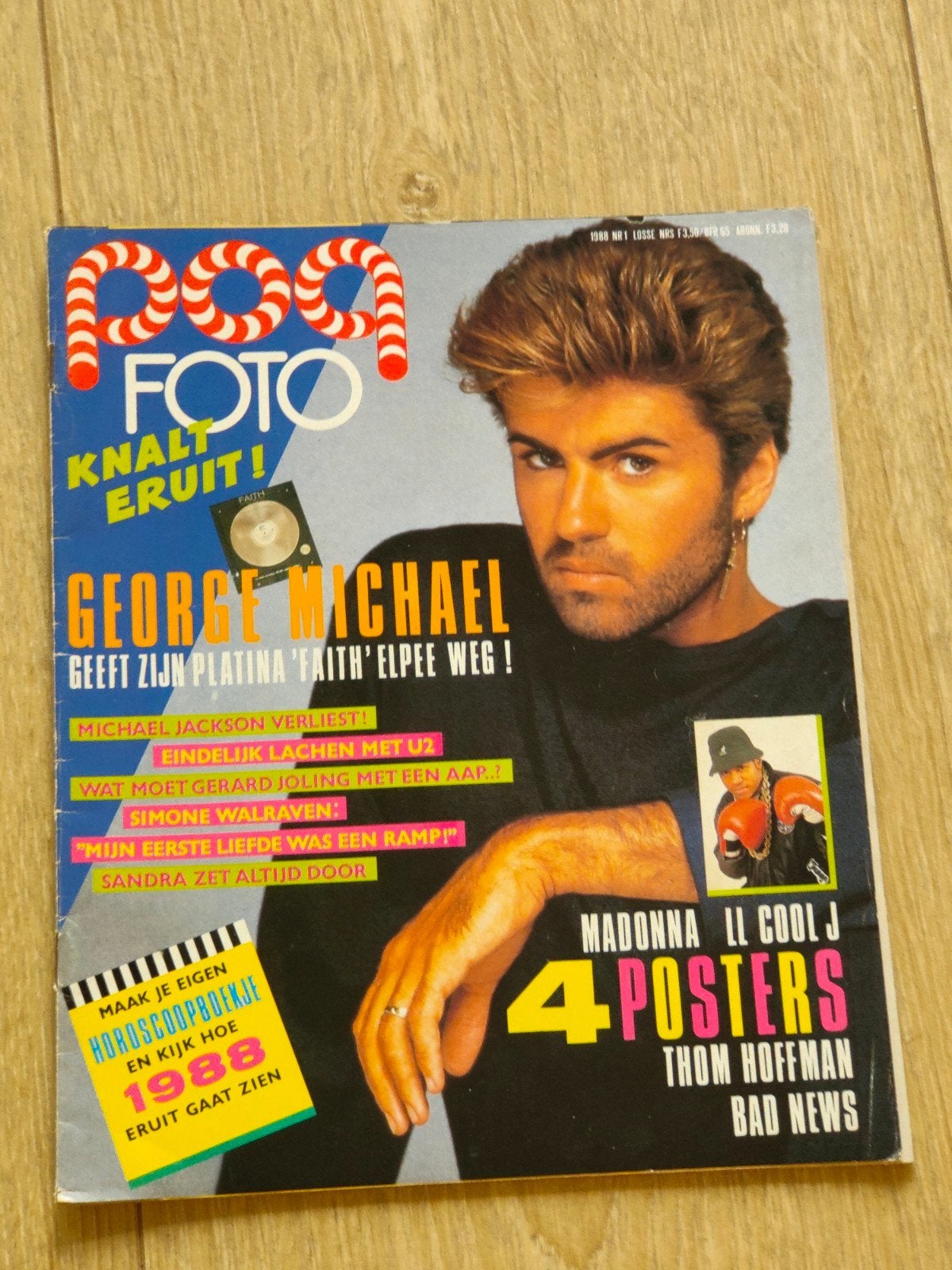 Popfoto nr. 1 van 1988 met Posters. Artikel Kiss., Verzamelen, Ophalen of Verzenden, 1980 tot heden, Nederland, Tijdschrift