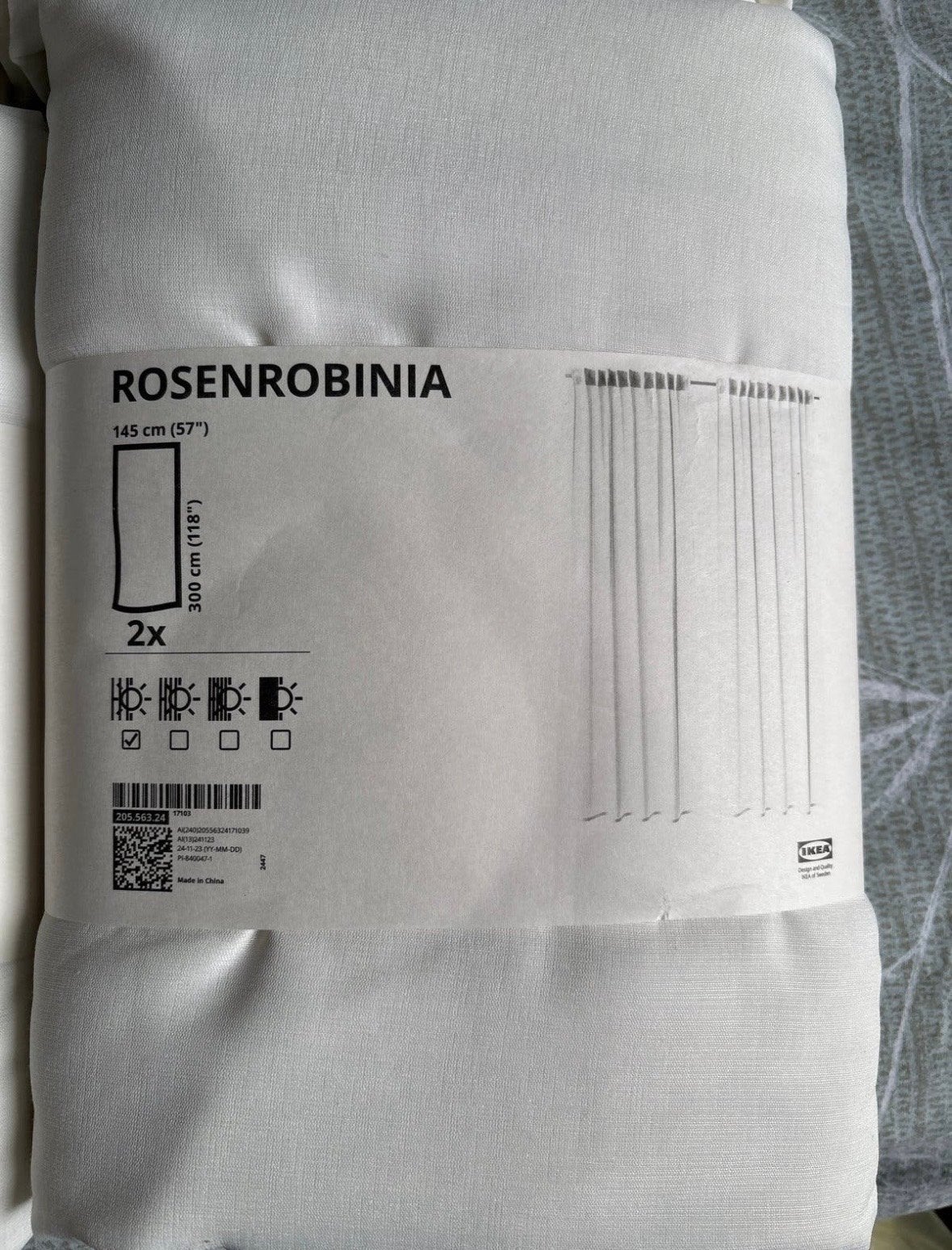 IKEA ROSENROBINIA Gordijnen 145x300 cm (4 stuks), Wit, Nieuw, Ophalen of Verzenden, Lichtdoorlatend