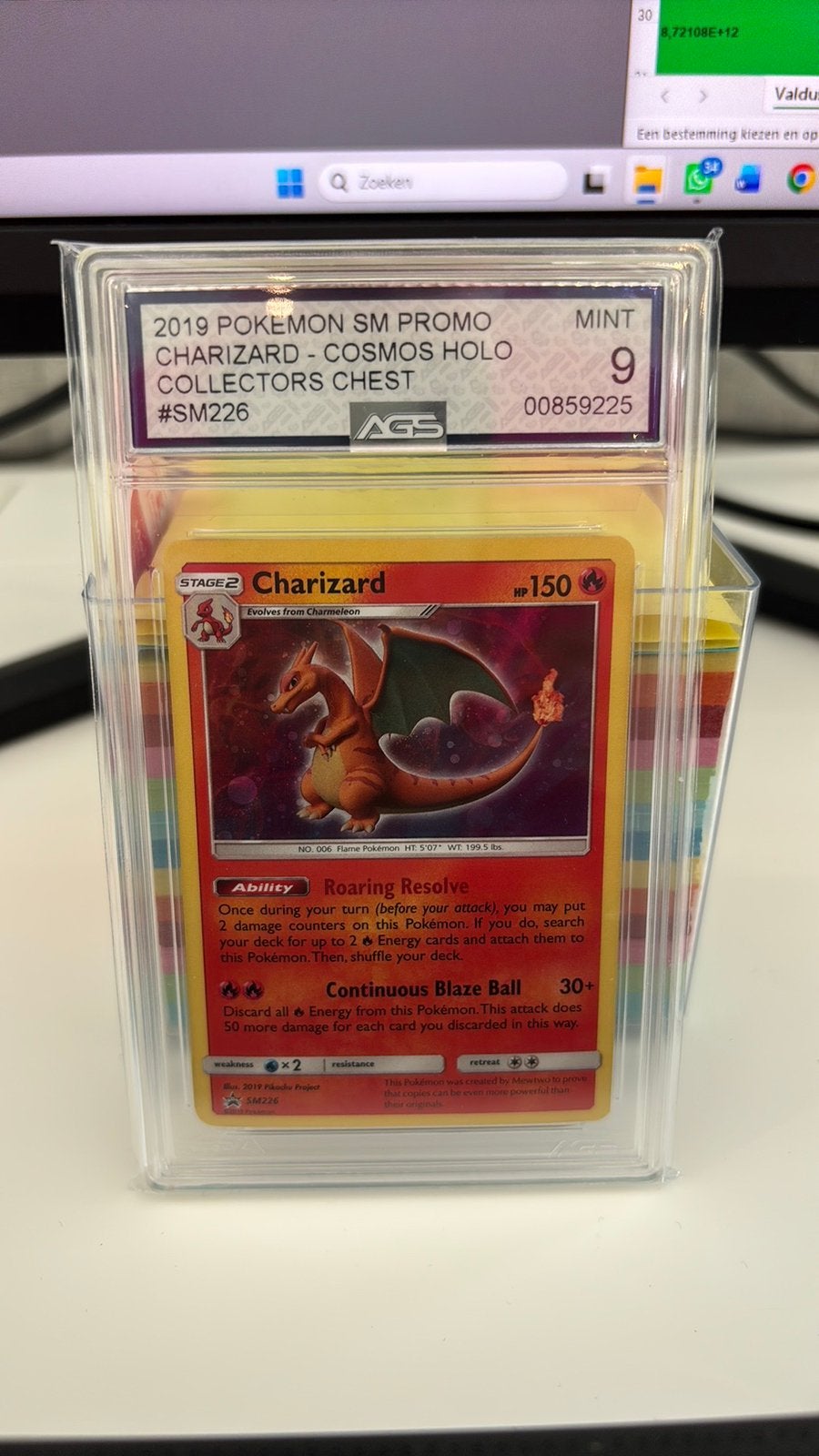 Pokémon Charizard SM226 Promo – AGS 9 Graded – Mint, Ophalen of Verzenden, Zo goed als nieuw, Losse kaart