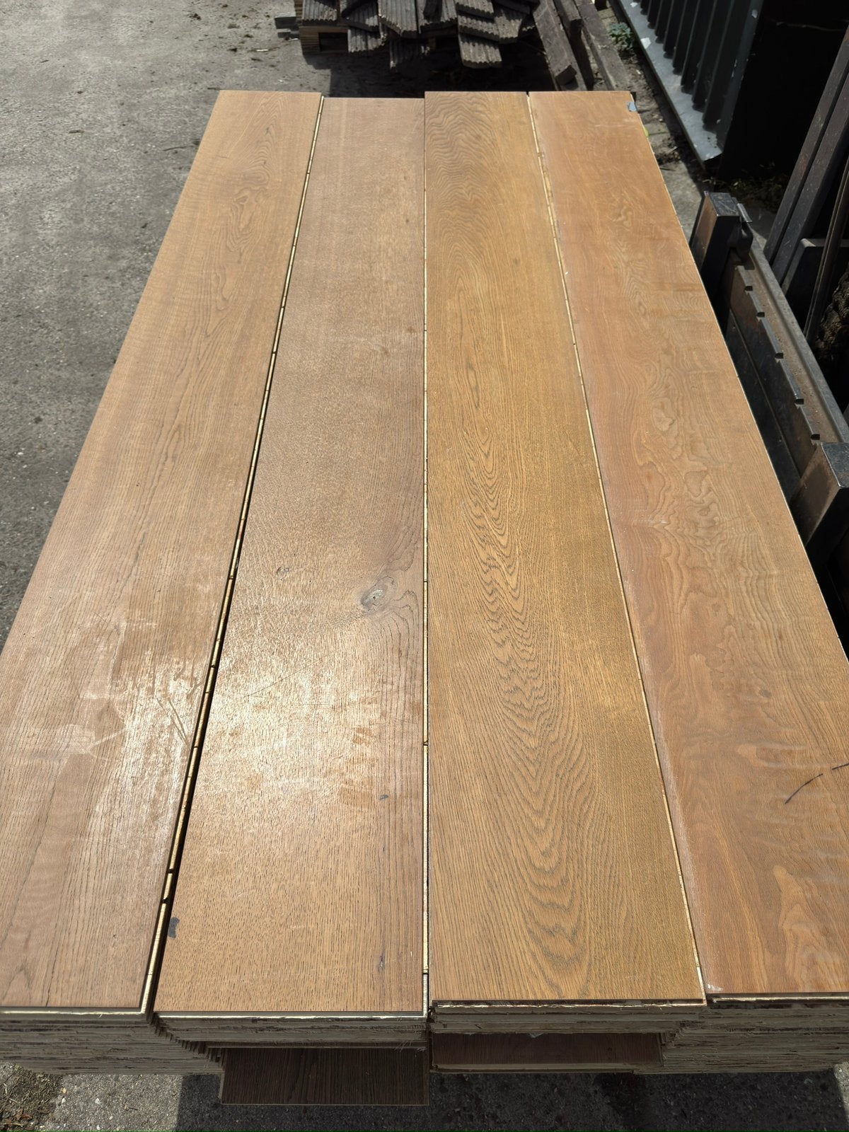 Eiken vloer 46 m2 lamelparket 23,5 cm breed 1,4 cm dik, Ophalen, Gebruikt, Vloerdelen of -planken, 10 m² of meer