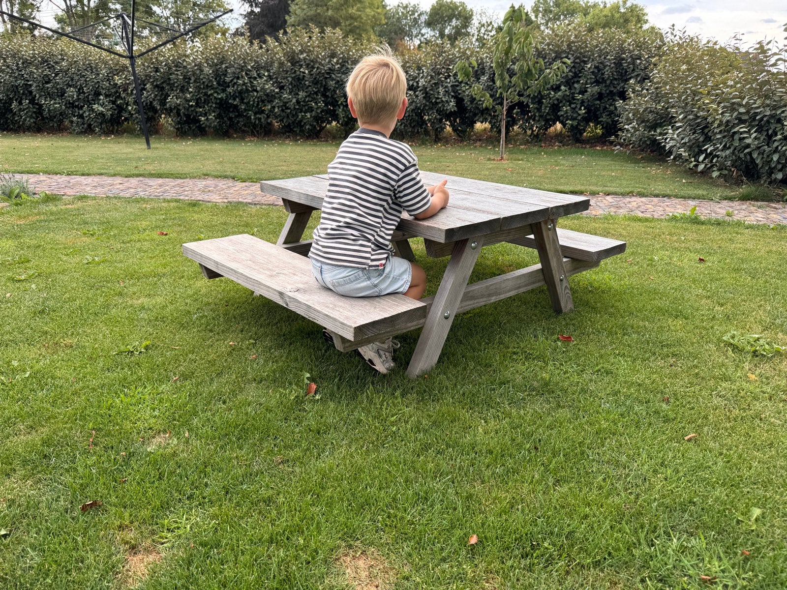 Stevige Houten picknicktafel voor kinderen - douglas, Gebruikt, Rechthoekig, Hout, Ophalen