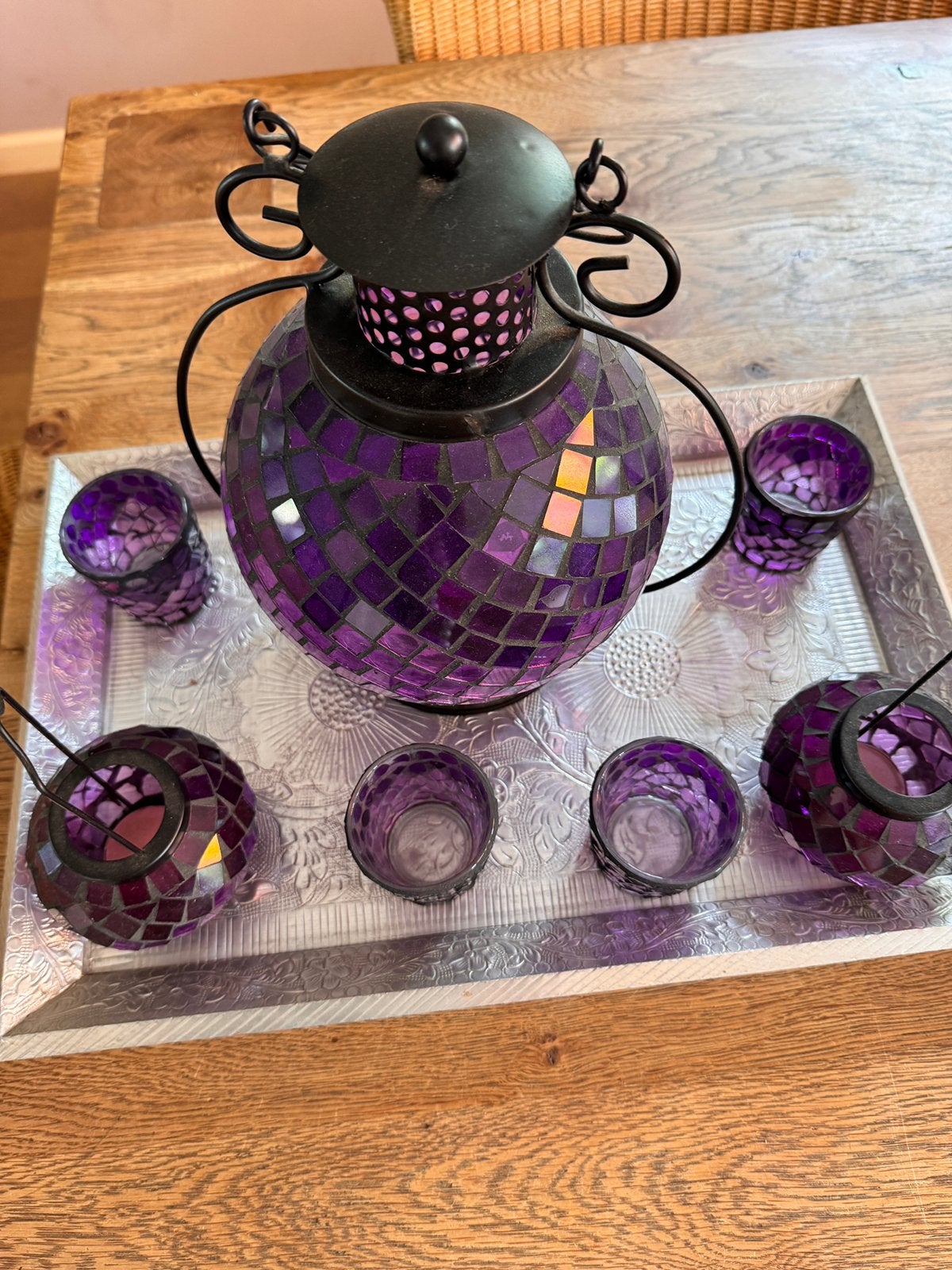 Decoratieve set voor waxinelichtjes., Ophalen, Zo goed als nieuw, Rond, Glas