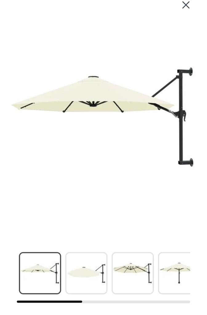 Zandkleurige muurparasol 300 cm, Tuin en Terras, Parasols, Ophalen, Zo goed als nieuw, Zweefparasol