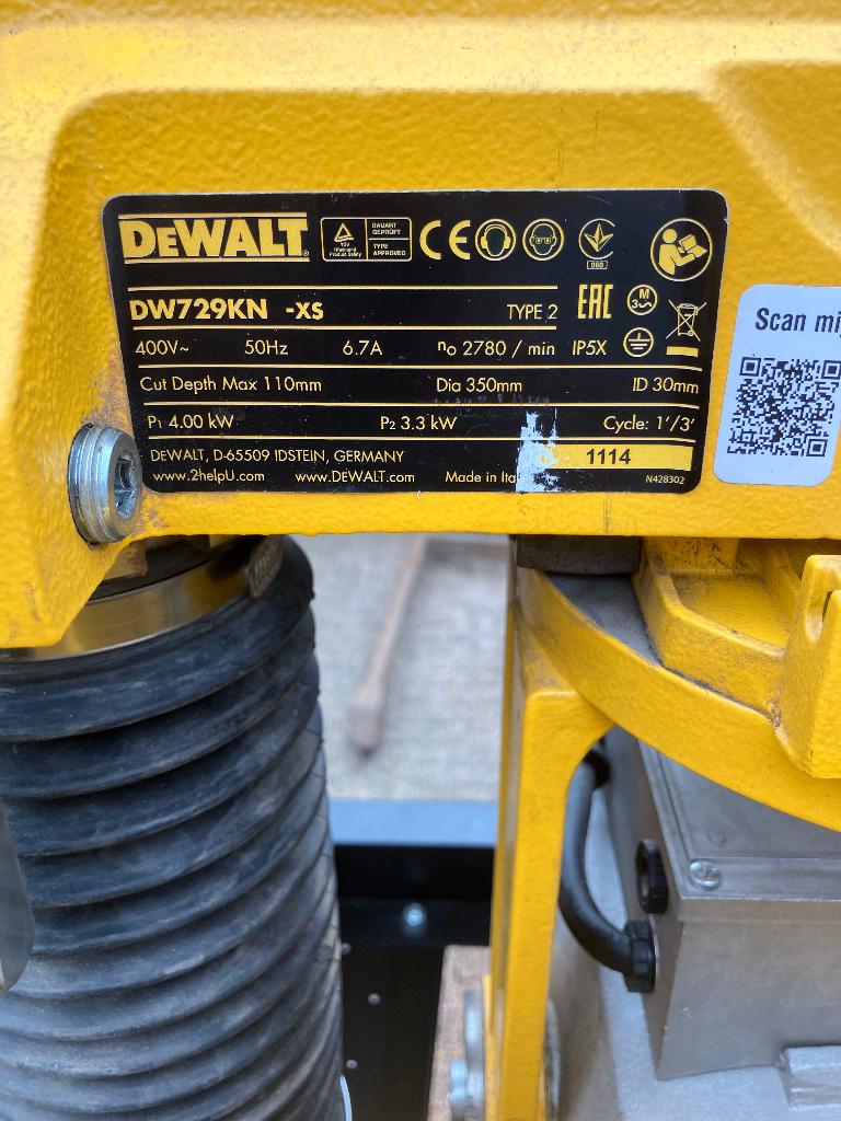 Dewalt DW729 KN, Doe-het-zelf en Verbouw, Gereedschap | Zaagmachines, Ophalen, 70 mm of meer, Zo goed als nieuw, DeWALT