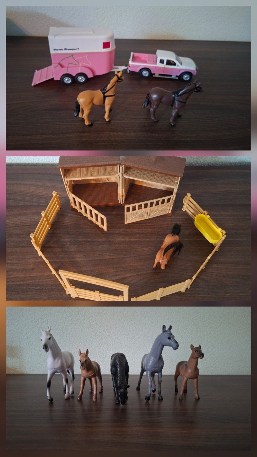 Paardenspeelset met stal, paarden en transport, Ophalen of Verzenden, Gebruikt