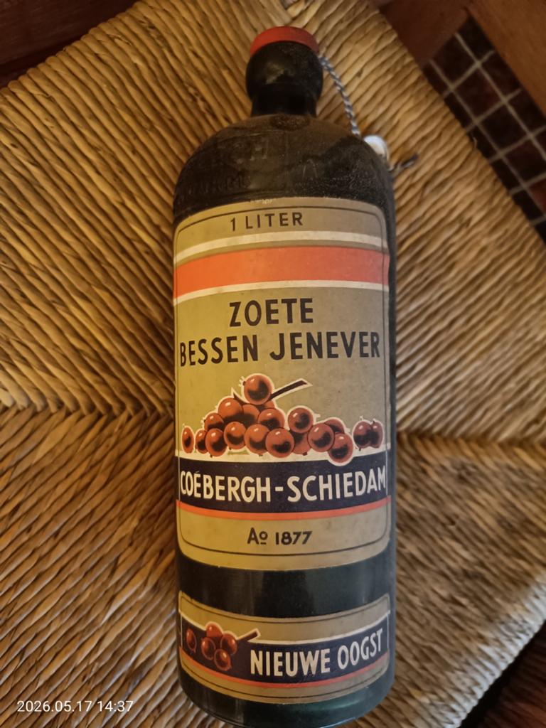 Zeldzame Oude Coebergh Zoete Bessen Jenever Fles 1 Liter, Ophalen of Verzenden