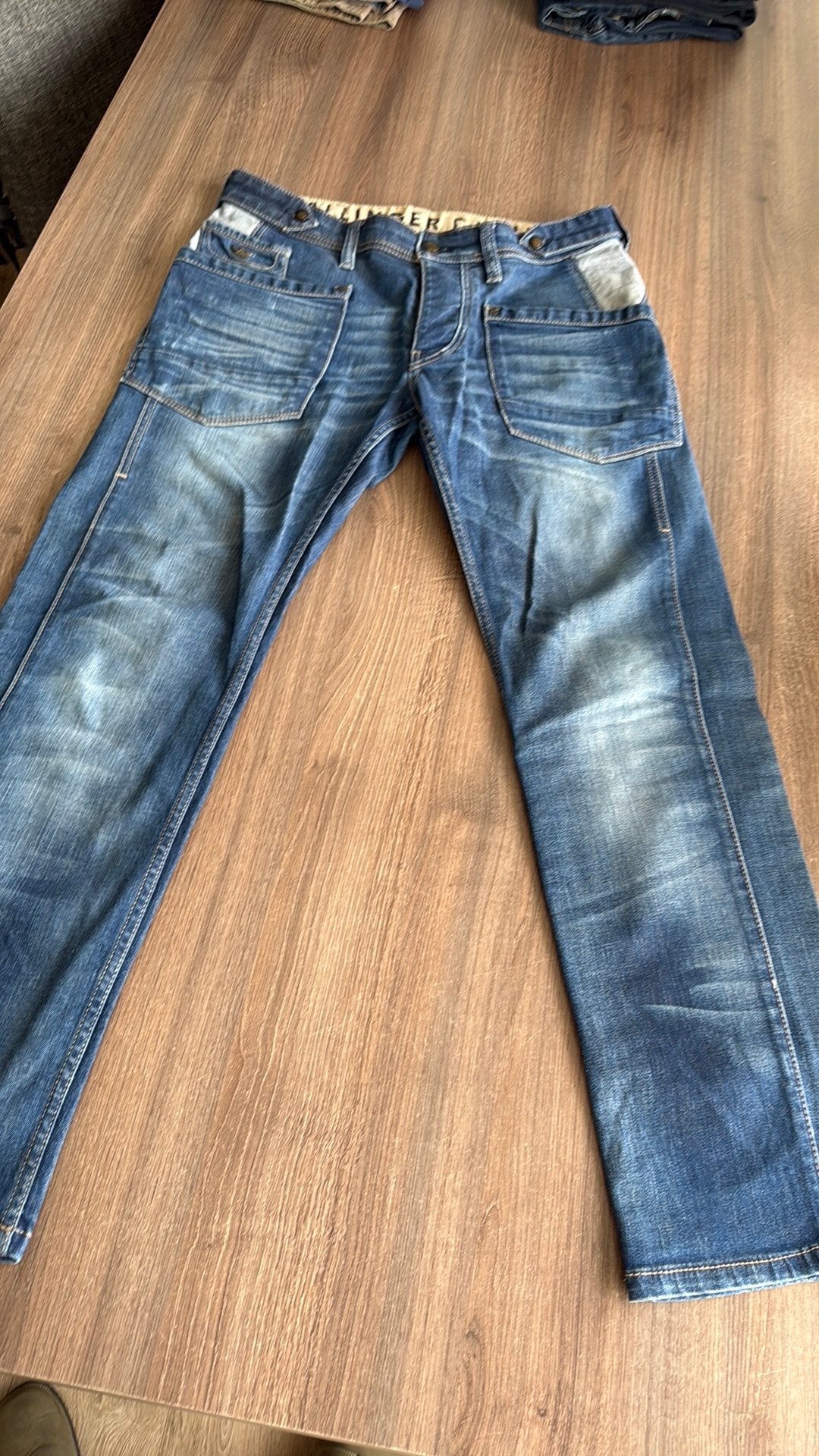 Hallinger denim Maat W33 L32, Ophalen, Zo goed als nieuw, Blauw, W33 - W34 (confectie 48/50)