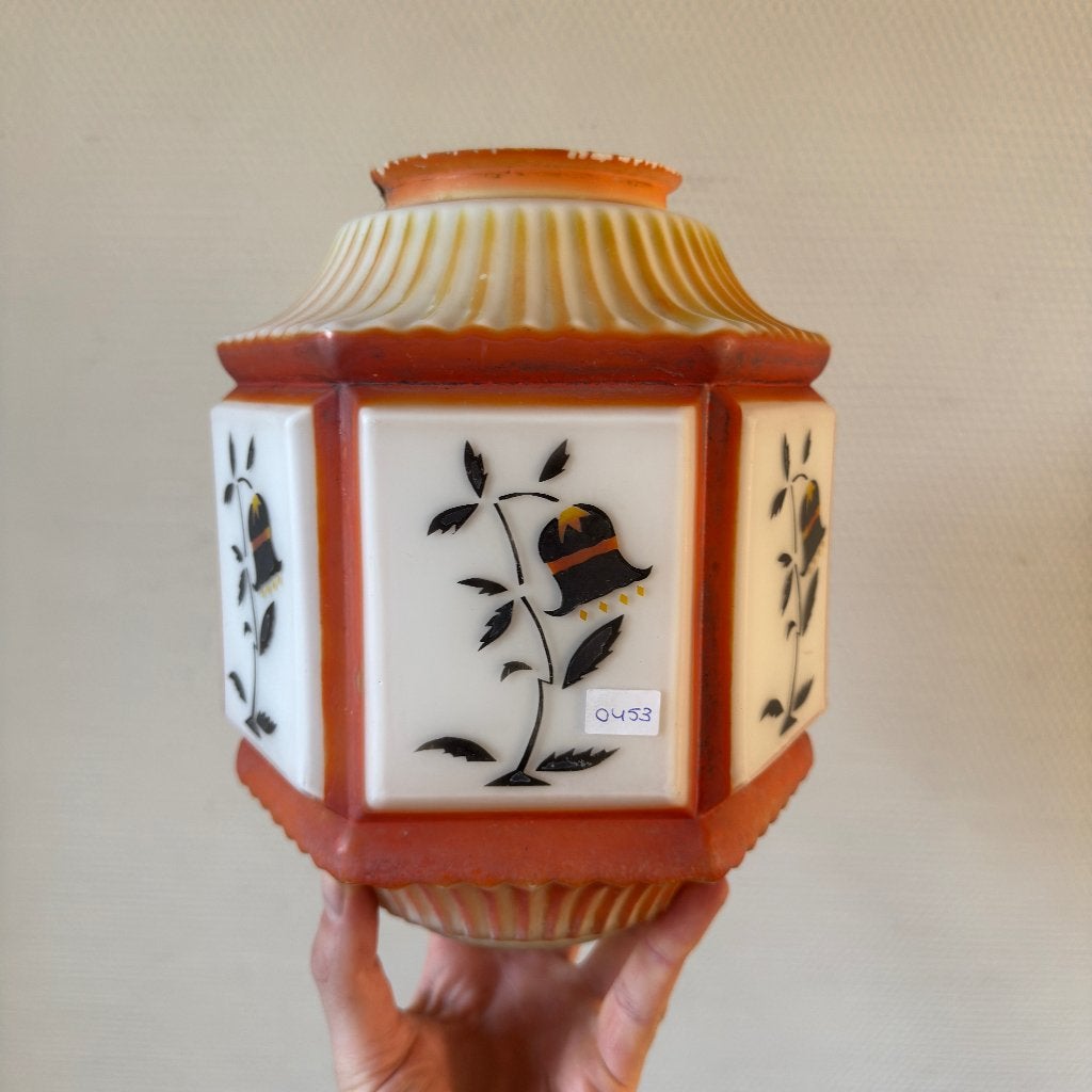 Antieke Jaren 30 Opaline Gekleurde Lampenkap, Hanglamp, Ophalen of Verzenden