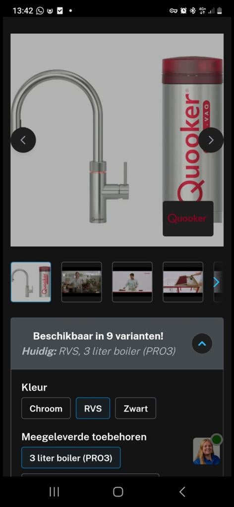 Quooker PRO3-VAQ kokendwaterreservoir RVS - incl. kraan, Ophalen