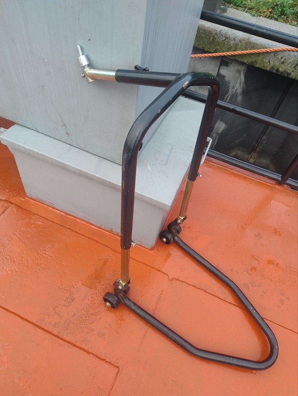Motorfiets paddockstand balhoofd met adapters, Motoren, Ophalen, Gebruikt