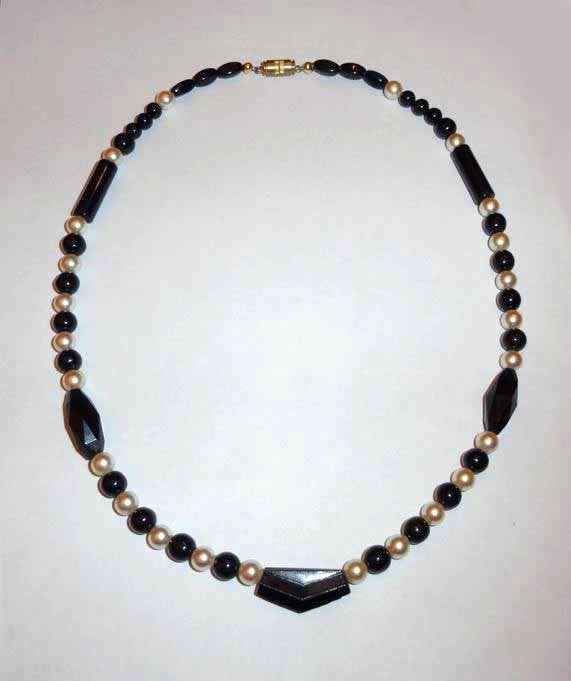 Ketting Onyx en Parels, Sieraden, Tassen en Uiterlijk, Kettingen, Verzenden, Zwart, Zo goed als nieuw, Steen of Mineraal