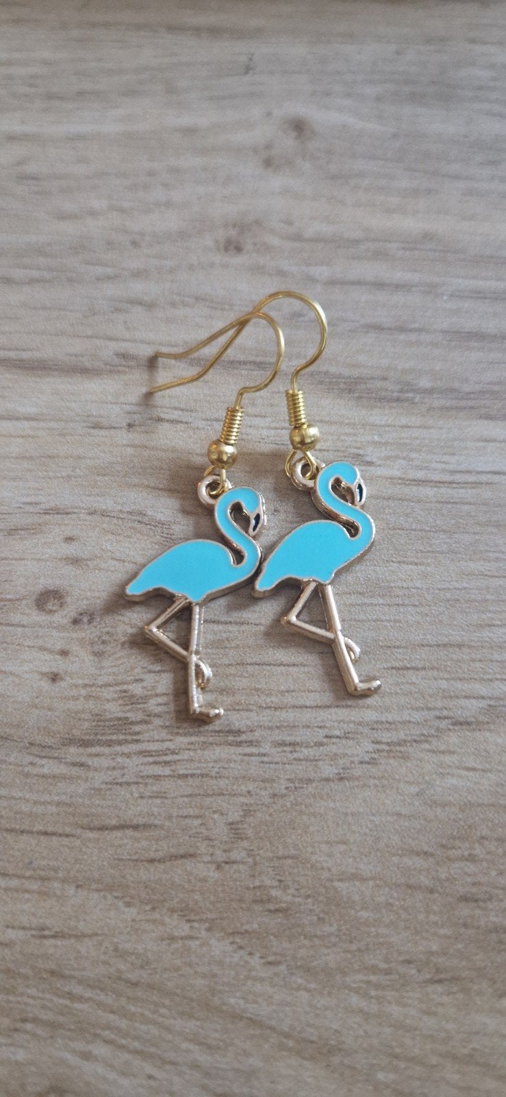 Leuke Flamingo Oorbellen - Blauw, Overige materialen, Hangers, Blauw, Nieuw