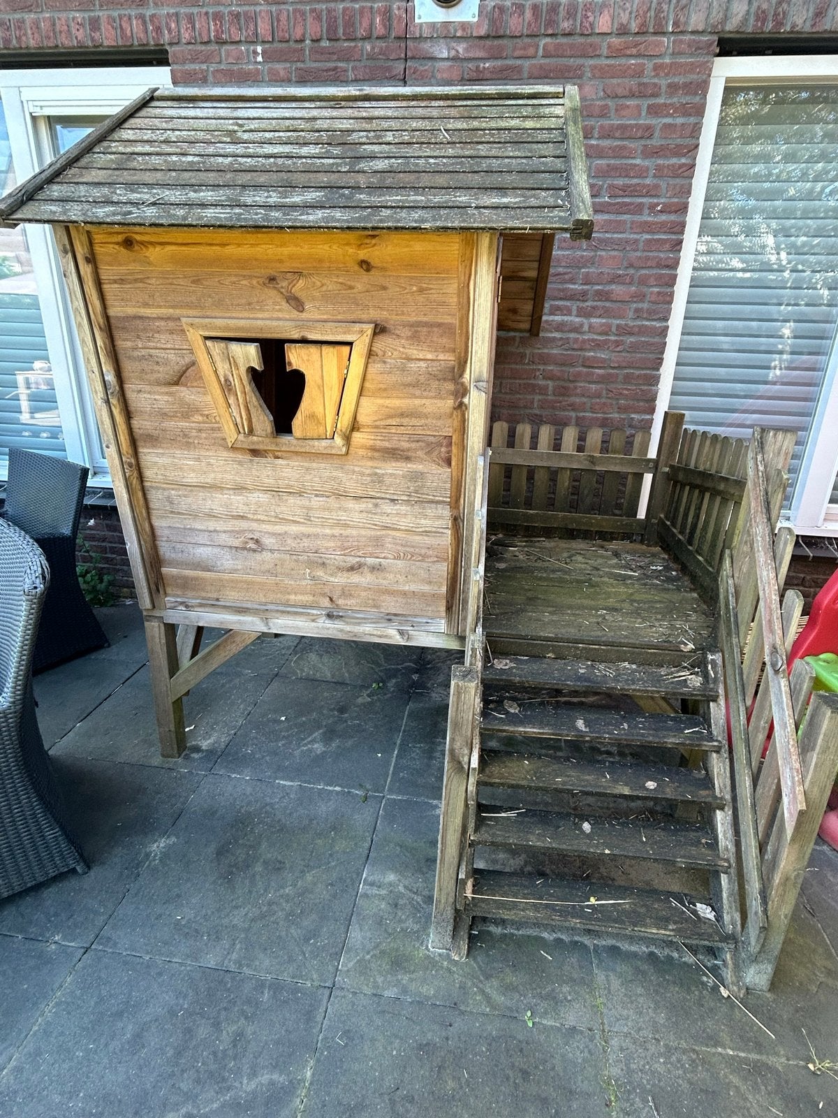 Houten Speelhuisje Hans & Grietje met trap, Ophalen of Verzenden, Gebruikt, Hout