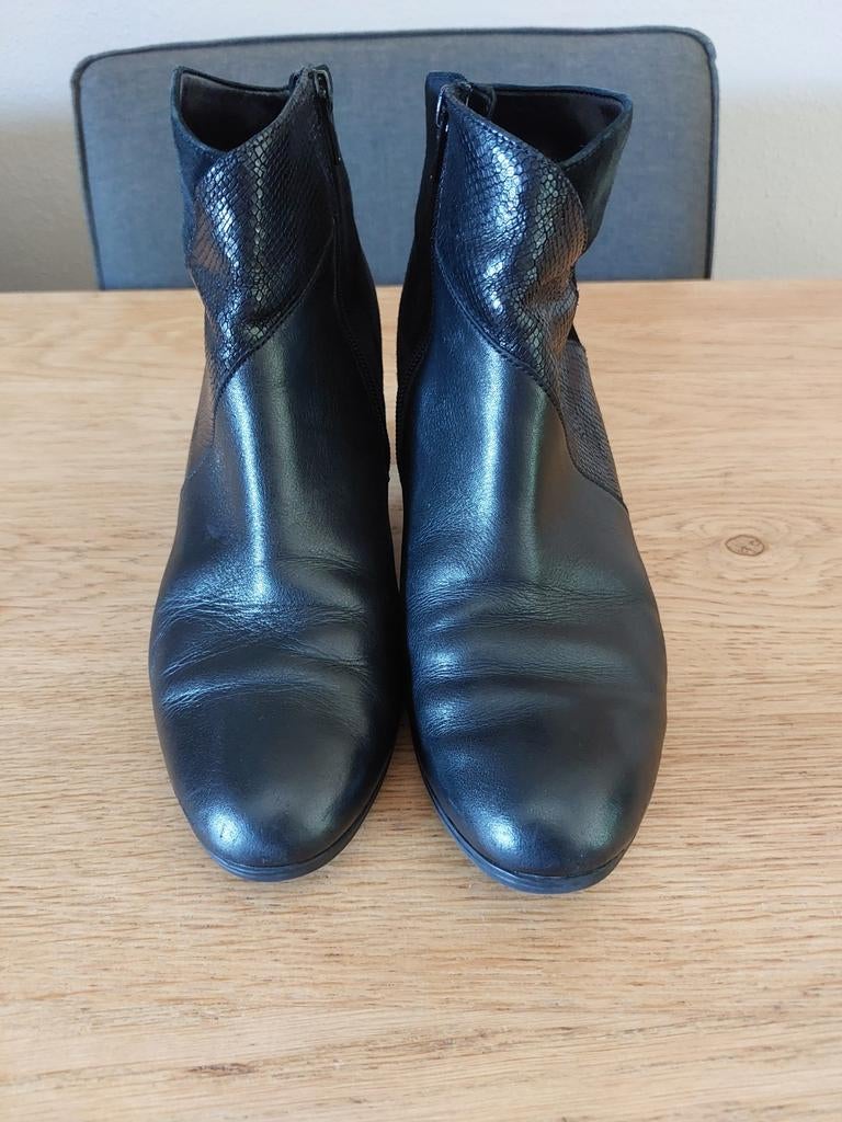 Zwarte leren enkellaarsjes van Gabor  - Maat 42/8, Kleding | Dames, Ophalen, Zwart, Lage of Enkellaarzen, Gabor