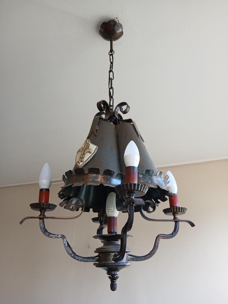 Kroonluchter met 5 lampen., Ophalen, Zo goed als nieuw