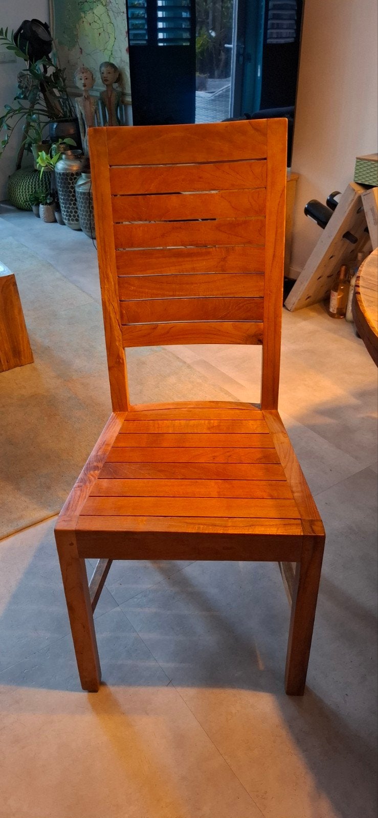 Set van 6 Mooie teakhouten eetkamerstoelen, Huis en Inrichting, Ophalen, Gebruikt, Bruin, Robuust, Landelijk