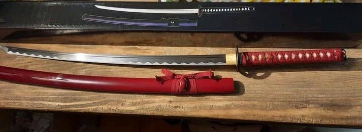 Scherp samurai katana rood zwaard, sabel, mes, dolk, Ophalen of Verzenden, Overige soorten, Azië, Zwaard of Sabel
